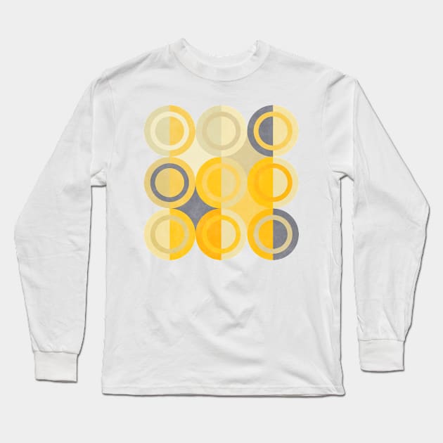 Geometric Shapes Yellow Blue Circles Long Sleeve T-Shirt by FAROSSTUDIO